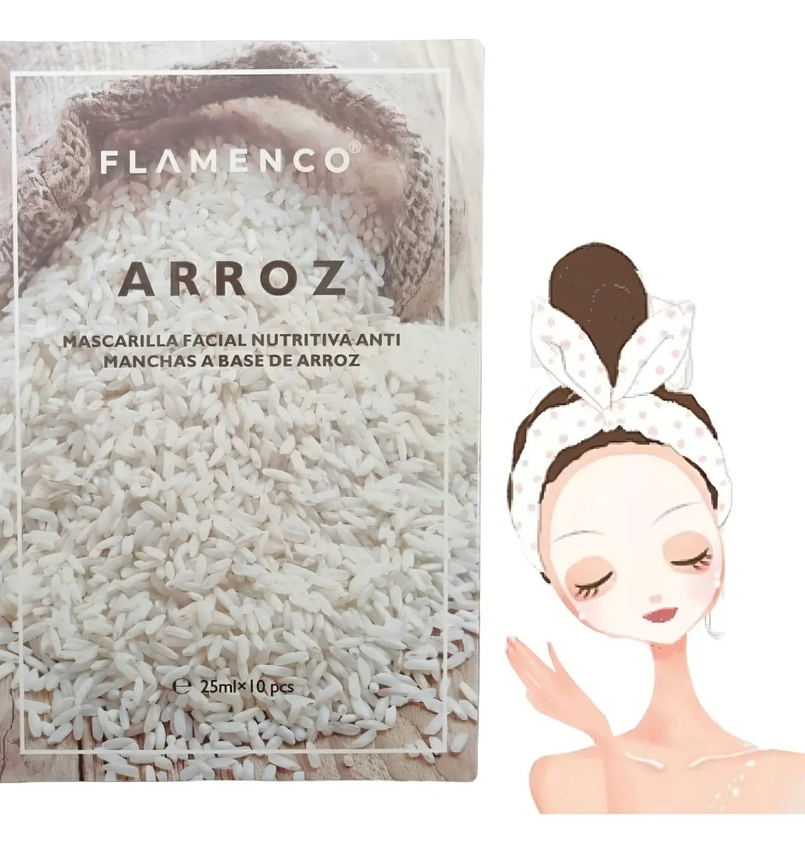 Mascarilla facial para piel seca Flamenco Mascarilla a base de arroz y 25mL